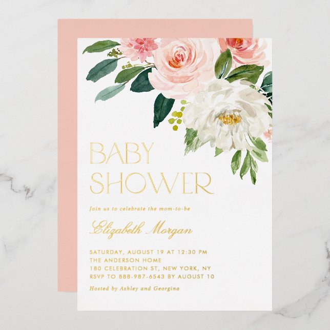 Pretty Watercolor Flowers Garden Baby Shower (Front/Back)
