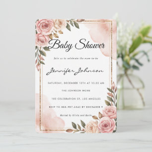 Pretty Watercolor Flowers Garden Baby Shower  Invitation