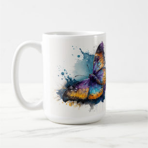 PRETTY WATERCOLOR FLYING BUTTERFLIES COFFEE MUG