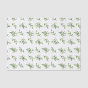 Pretty Watercolor Greenery Branches Pattern Tissue Paper