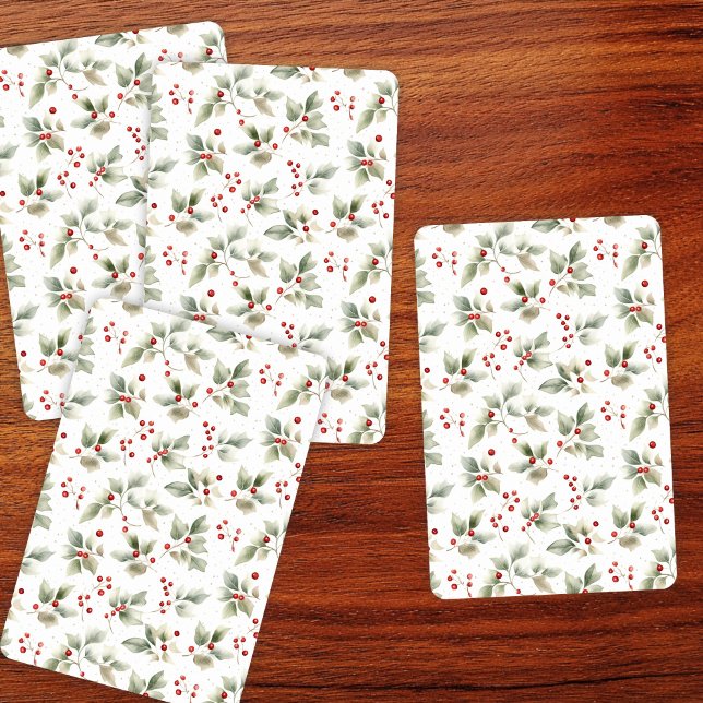 Pretty Watercolor Holly and Berries Playing Cards (Creator Uploaded)
