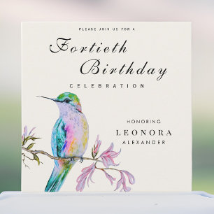 Pretty Watercolor Hummingbird ANY Birthday Party Invitation