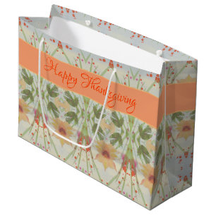 Pretty Watercolor Large Thanksgiving Gift Bag