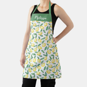 Pretty Watercolor Lemon Citrus Personalised Apron
