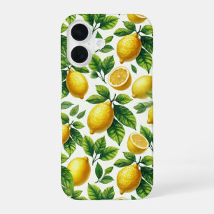 Pretty Watercolor Lemons Citrus Pattern iPhone 16 Case