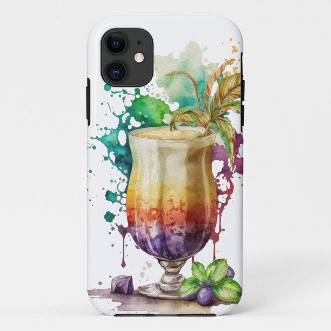 PRETTY WATERCOLOR MARDI GRAS BEVERAGES Case-Mate iPhone CASE (Back)