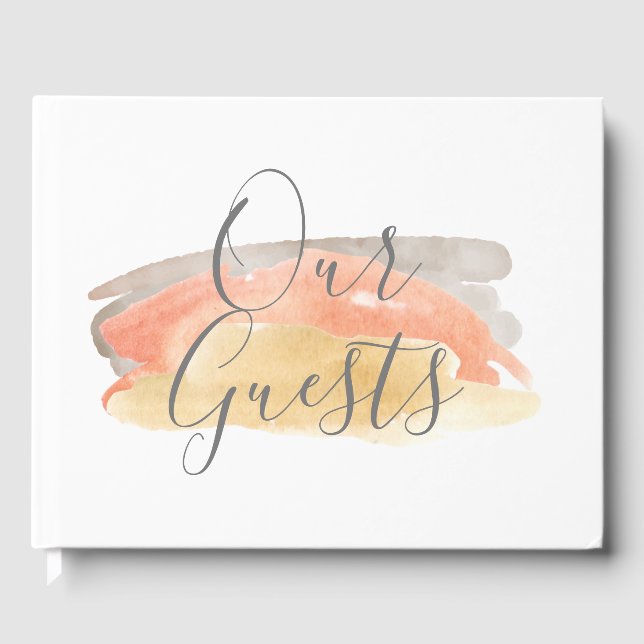 Pretty Watercolor Minimalist Wedding  Guest Book (Front)