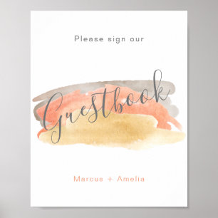 Pretty Watercolor Minimalist Wedding Guest Sign