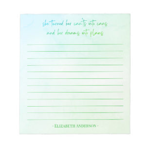 Pretty Watercolor Motivational Quote Name Notepad