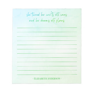 Pretty Watercolor Motivational Quote Name Notepad