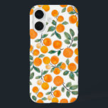 Pretty Watercolor Orange Citrus Botanical Pattern iPhone 16 Case<br><div class="desc">Stylish fruit pattern watercolor paintings with oranges and leaves.</div>