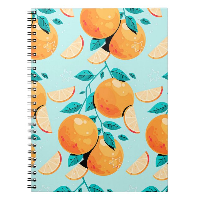 Pretty Watercolor Orange Citrus  Notebook (Front)