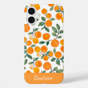 Pretty Watercolor Orange Citrus Personalised iPhone 16 Plus Case