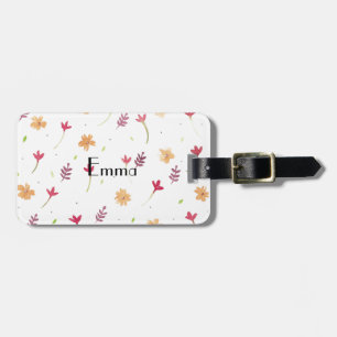 Pretty Watercolor Orange Flowers Luggage Tag