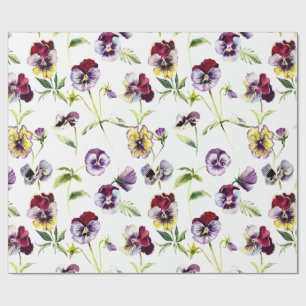 Pretty Watercolor Pansies Pattern Wrapping Paper
