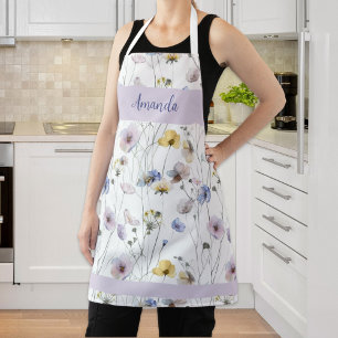 Pretty Watercolor Pansies Personalised Apron