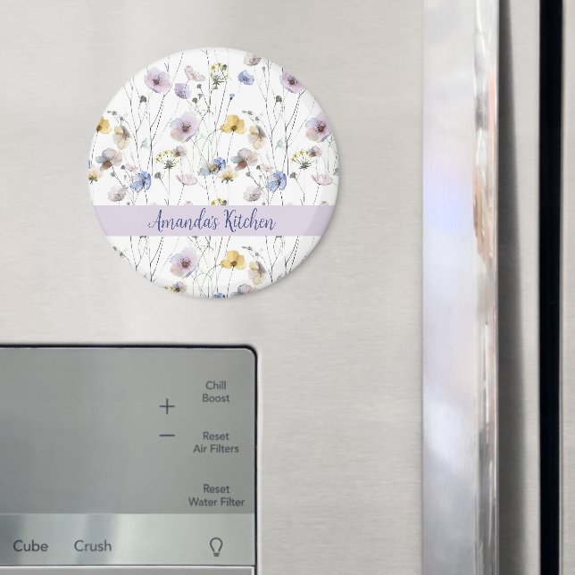 Pretty Watercolor Pansies Personalised Magnet (In Situ (Fridge))