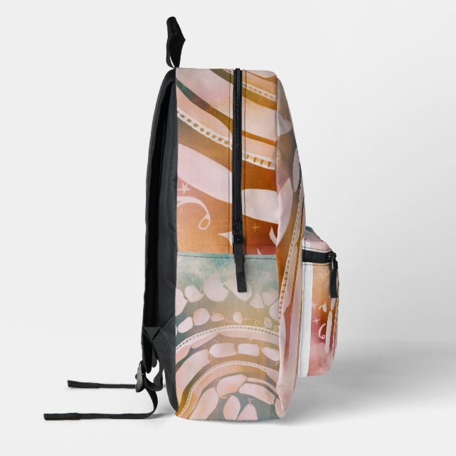 Pretty Watercolor pastel coloured rainbow Printed Backpack (Left)
