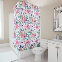 Pretty Watercolor Pink Purple Floral