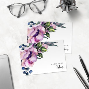 Pretty Watercolor Pink Roses Personalised Thank You Card