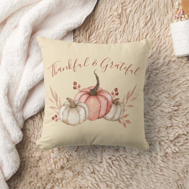Pretty Watercolor Pumpkins Autumn Cushion (Blanket)