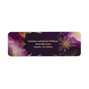 Pretty Watercolor Purple and Gold Floral Wedding