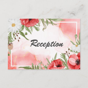 Pretty Watercolor Red Poppies Floral Wedding Enclosure Card