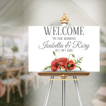 Pretty Watercolor Red Poppies Wedding Welcome