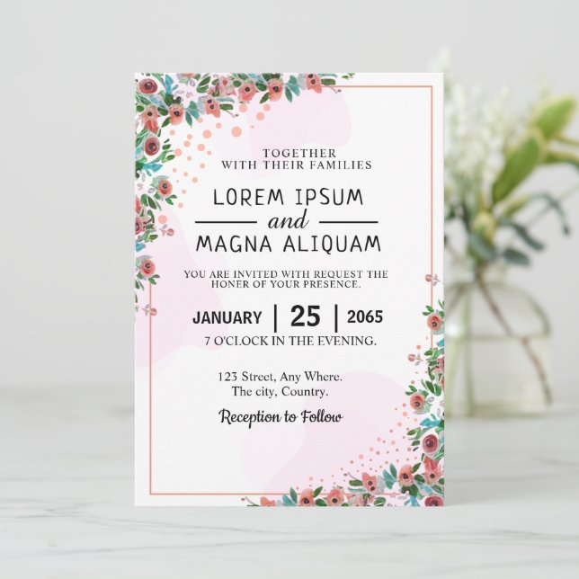 Pretty watercolor wedding card design collection (Standing Front)