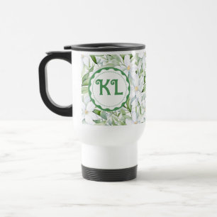 Pretty Watercolor White Flowers Personalised Travel Mug
