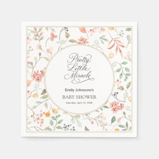 Pretty Watercolor Wildflower Baby Shower Napkin