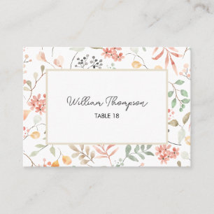 Pretty Watercolor Wildflower Baby Shower Place Card