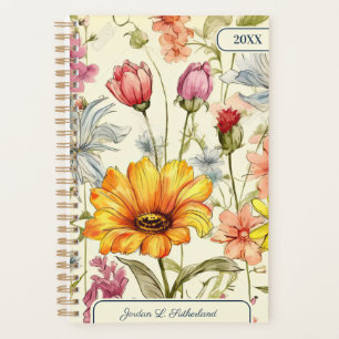 Pretty Watercolor Wildflower Personalised Logo Planner