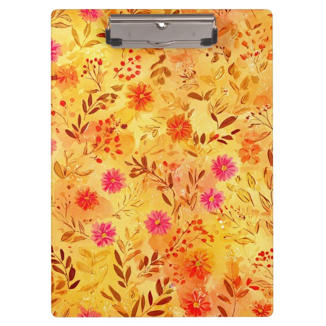 Pretty Watercolor Wildflowers Clipboard (Front)