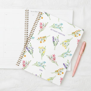 Pretty Watercolor Wildflowers Personalised Planner