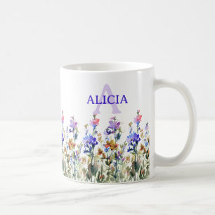 Pretty Watercolor Wildflowers Your Name Coffee Mug