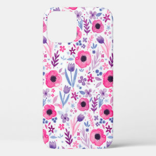 Pretty watercolored floral pattern. Hand-painted p iPhone 12 Case