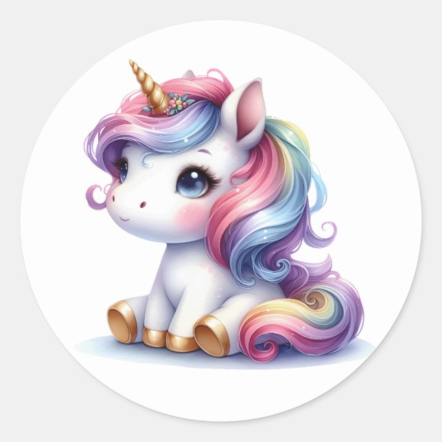 Pretty Watercolour Unicorn Stickers (Front)