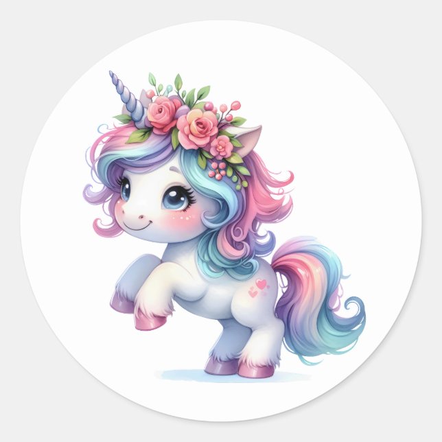 Pretty Watercolour Unicorn Stickers (Front)