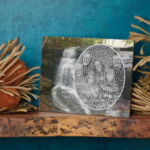 Pretty Waterfall Oil Painting Add Your Own Photo Plaque