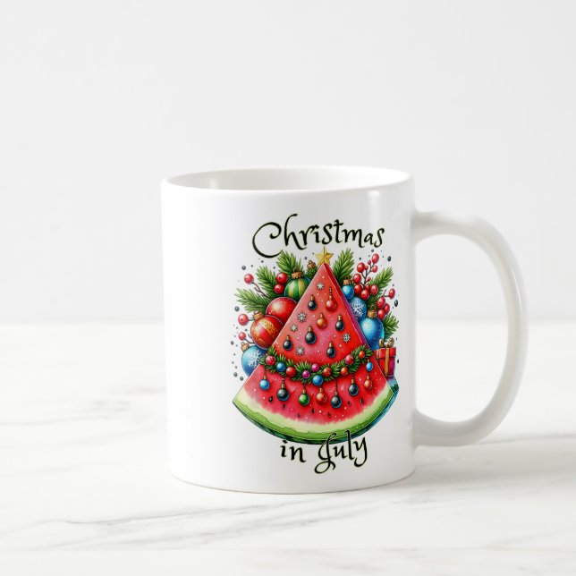 Pretty Watermelon Christmas Tree Summer Christmas  Coffee Mug (Right)