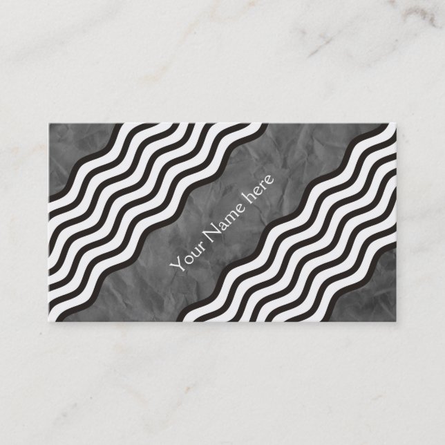 Pretty Waves black white + your backgr. & text Business Card (Front)