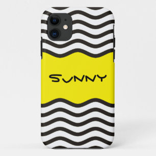 Pretty Waves black white + your backgr. & text Case-Mate iPhone Case