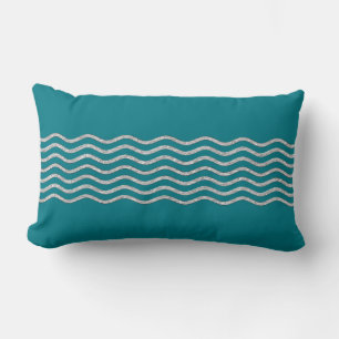 Pretty Waves Border silver + your backgr. & ideas Lumbar Cushion