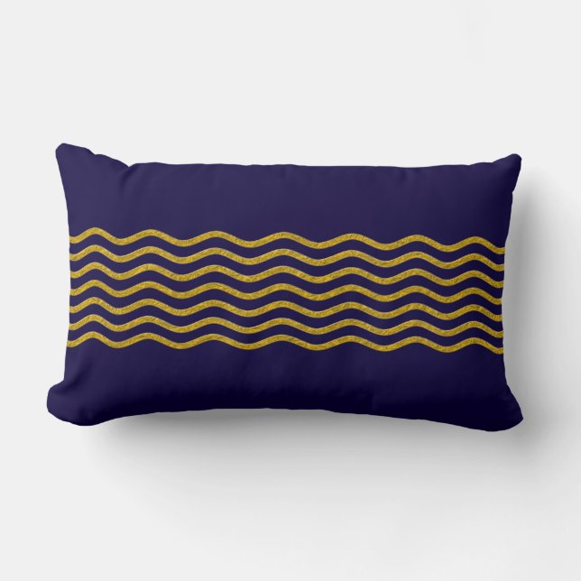 Pretty Waves gold + your backgr., text & ideas Lumbar Cushion (Front)