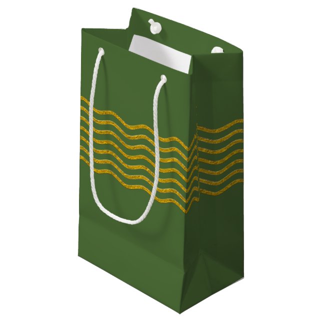 Pretty Waves gold + your backgr., text & ideas Small Gift Bag (Front Angled)