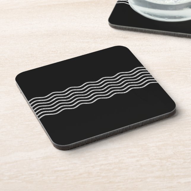Pretty Waves silver + your backgr., text & ideas Coaster (Left Side)
