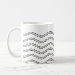 Pretty Waves silver + your backgr., text & ideas Coffee Mug