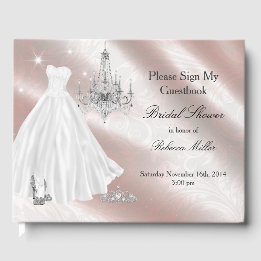 Pretty Wedding Dress Bridal Shower Guest Book