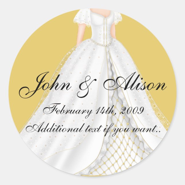 Pretty Wedding Dress D1(b) Wedding Stickers (Front)